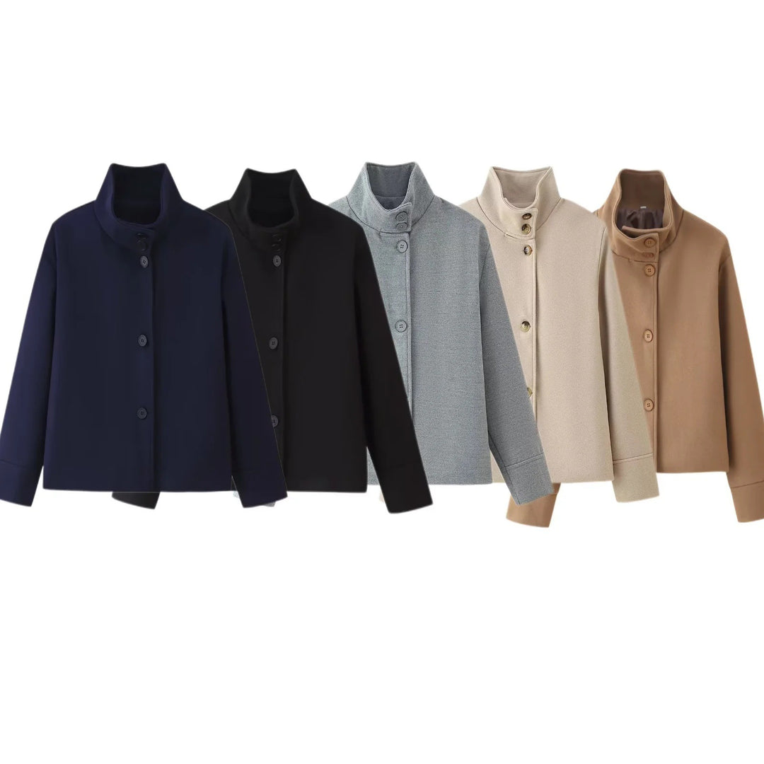 Damen modische Übergangsjacke mit elegantem Kragen und praktischen Knopfdetails Drune