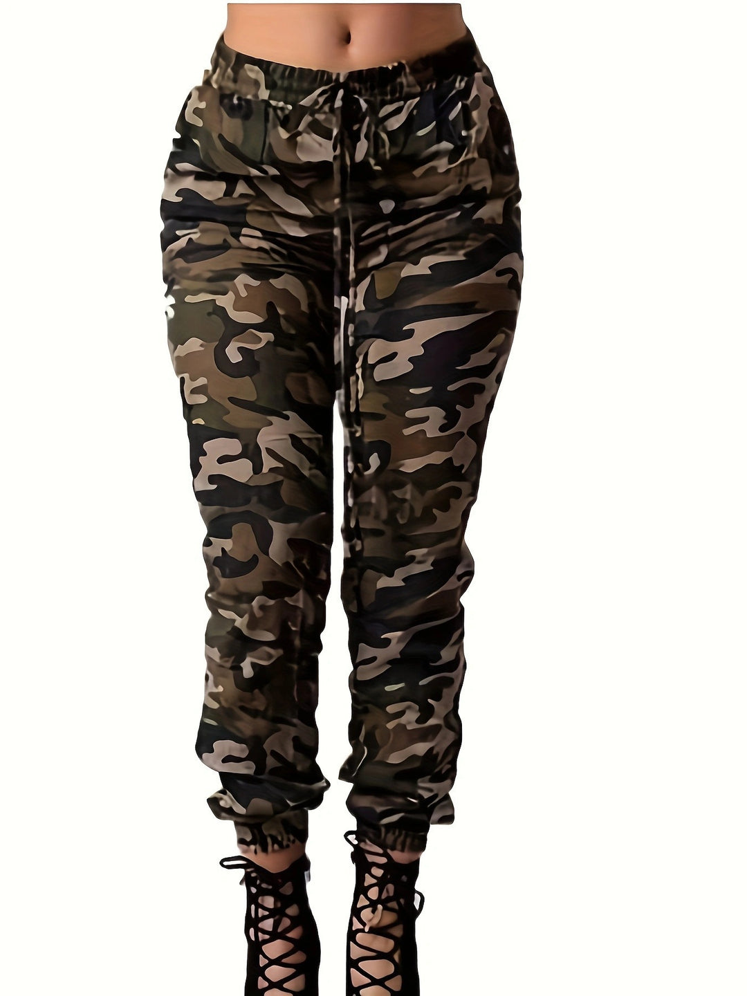 Damen Cargo-Hose mit elastischem Bund und trendigem Camouflage-Muster Drune