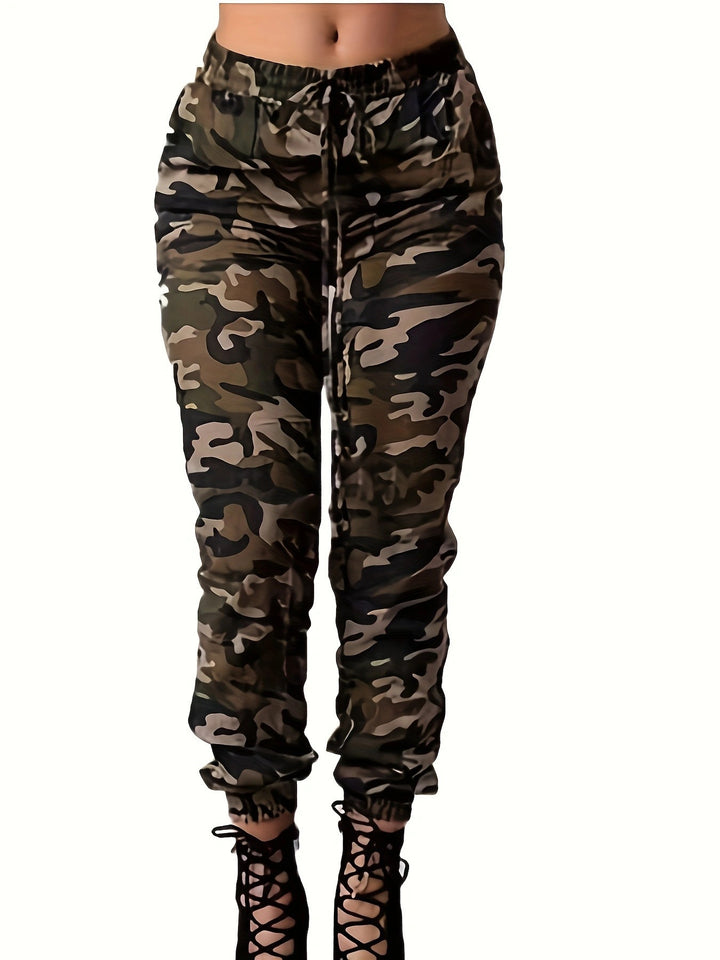 Damen Cargo-Hose mit elastischem Bund und trendigem Camouflage-Muster Drune