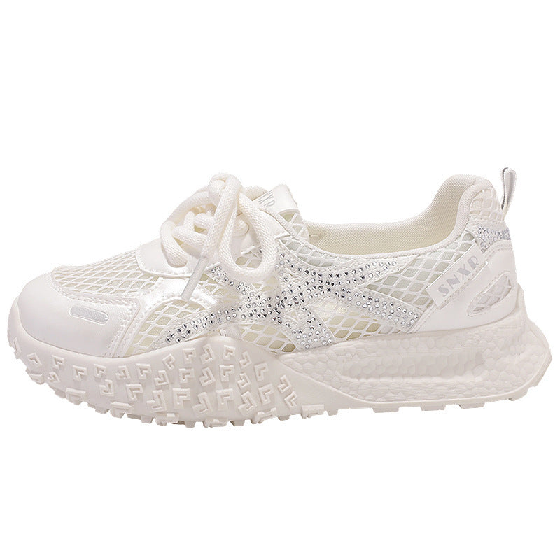 Damen Sportliche Sneaker mit atmungsaktivem Netzdesign und funkelnden Akzenten Drune