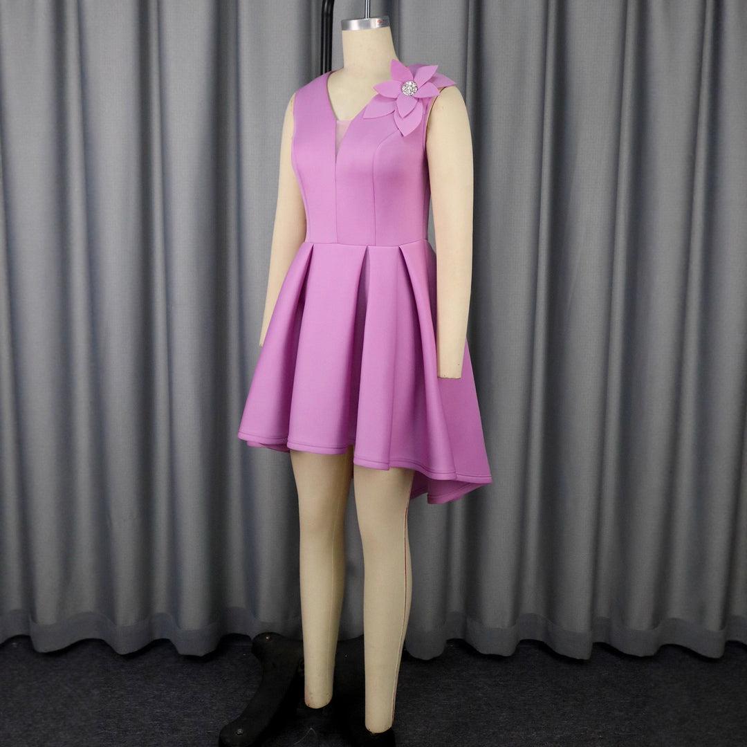 Damen festliches A-Linien Kleid mit floralem Akzent Drune