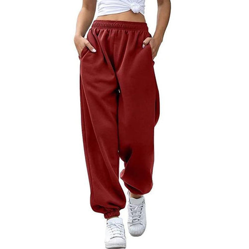 Damen nan Baggy-Sweathose im Retro‑Look mit hohem Komfortbund tiefem Schritt seitlichen Einschubtaschen und elastischen Knöchelbündchen Drune