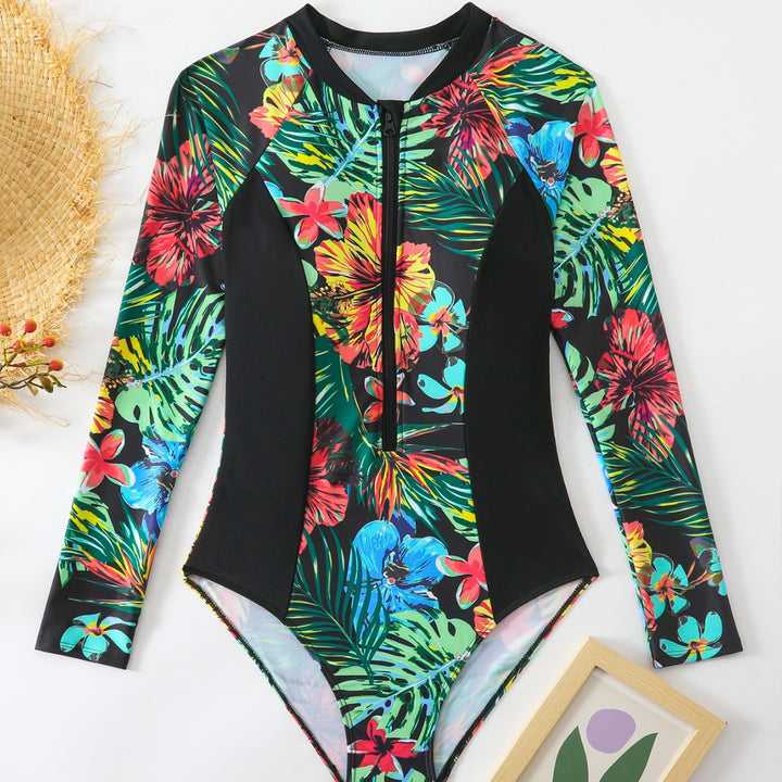 Damen Einteiler Badeanzug mit floralem Muster Drune