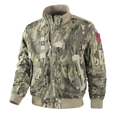 Herren nan klassische Bomberjacke im Pilotendesign mit Multifunktionstaschen und robustem Reißverschluss Drune