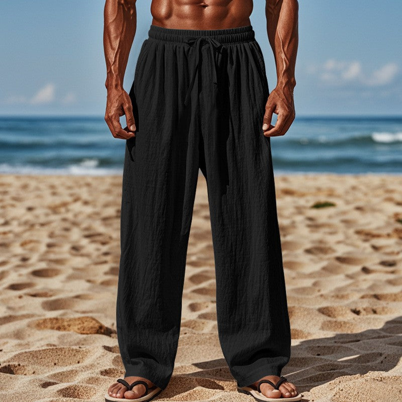 Herren lockere Strandhose mit elastischem Bund und seitlichen Eingrifftaschen Drune
