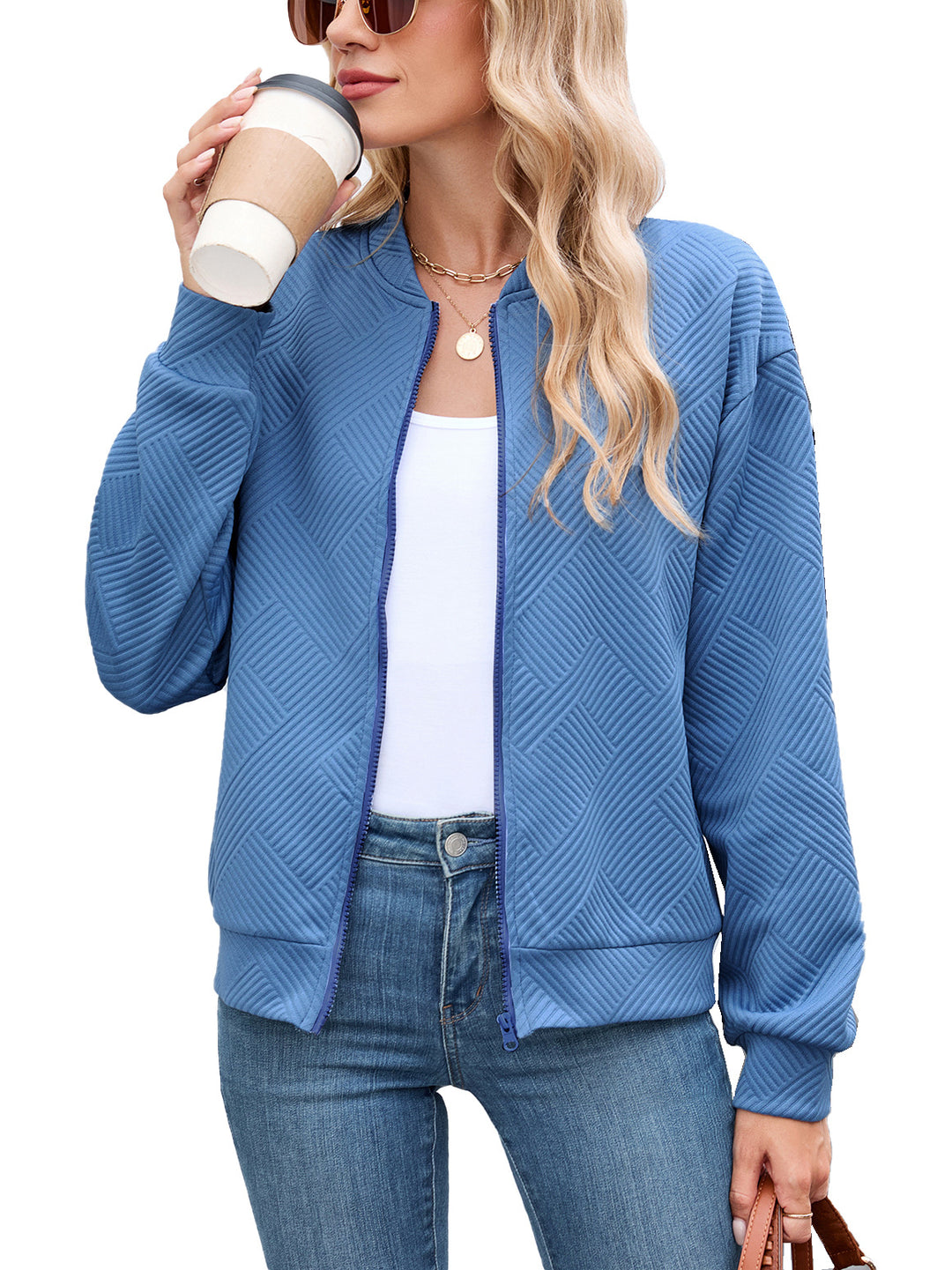 Damen Sportliche Bomberjacke mit strukturiertem Design Drune