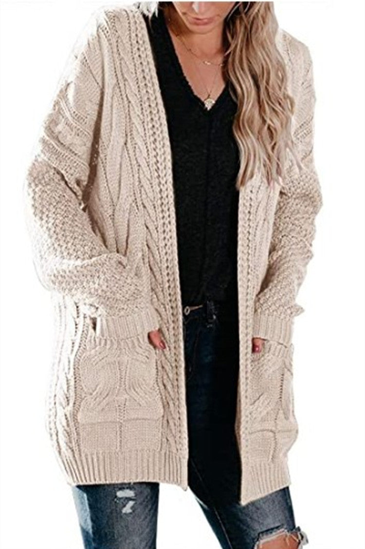 Damen Grobstrickjacke mit femininer Silhouette und praktischen Taschen Drune