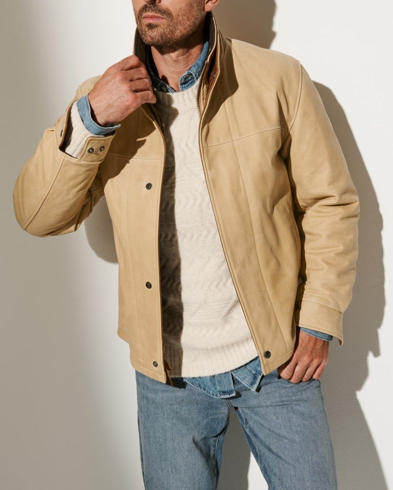 Herren Lederjacke im klassischen Stil mit wärmenden Innenfutter Drune