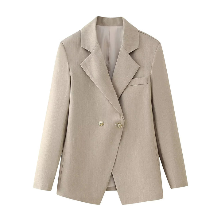 Damen elegante Doppelreiher-Blazerjacke mit Struktur Drune