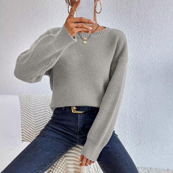 Damen lässiger Strickpullover mit lockerer Passform und eleganten Rippdetails Drune