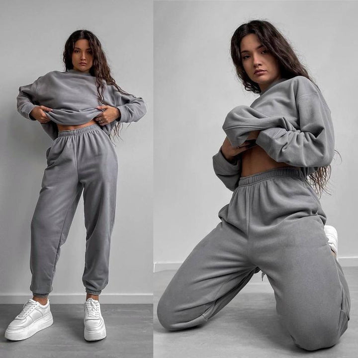 Damen gemütlicher Sweatanzug mit elastischem Bund und bequemer Passform Drune