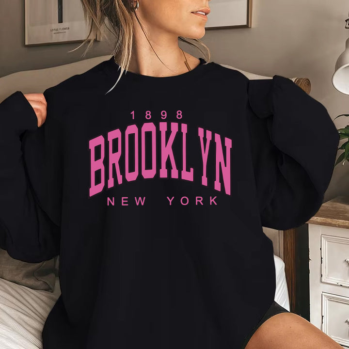 Damen Sweatshirt mit lässigem Brooklyn-Print und komfortablem Schnitt Drune