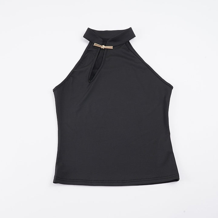 Damen Hochgeschlossenes Sporttop mit dekorativem Schlitz und eleganter Schnalle Drune
