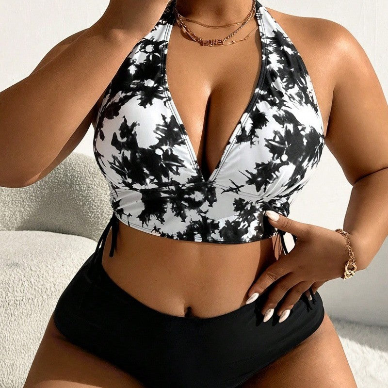 Damen Hochgeschnittener Bikini mit floralem Muster Drune