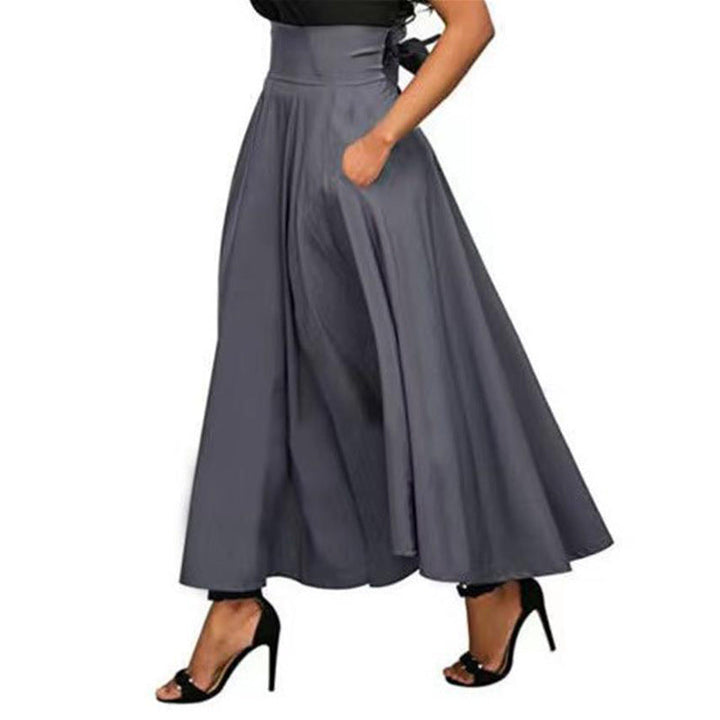 Damen weit geschnittene Palazzo-Hose mit eleganten Taschen und hohem Bund Drune