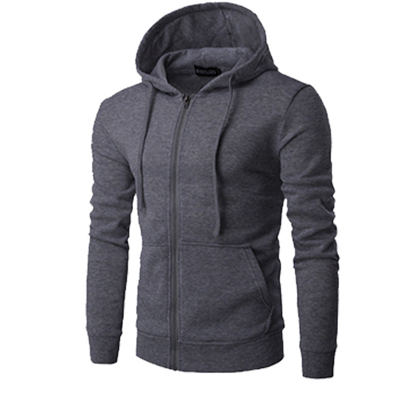 Herren nan schmal geschnittene Zip-Hoodie Jacke mit weichem Fleece-Innenfutter und Kängurutaschen Drune