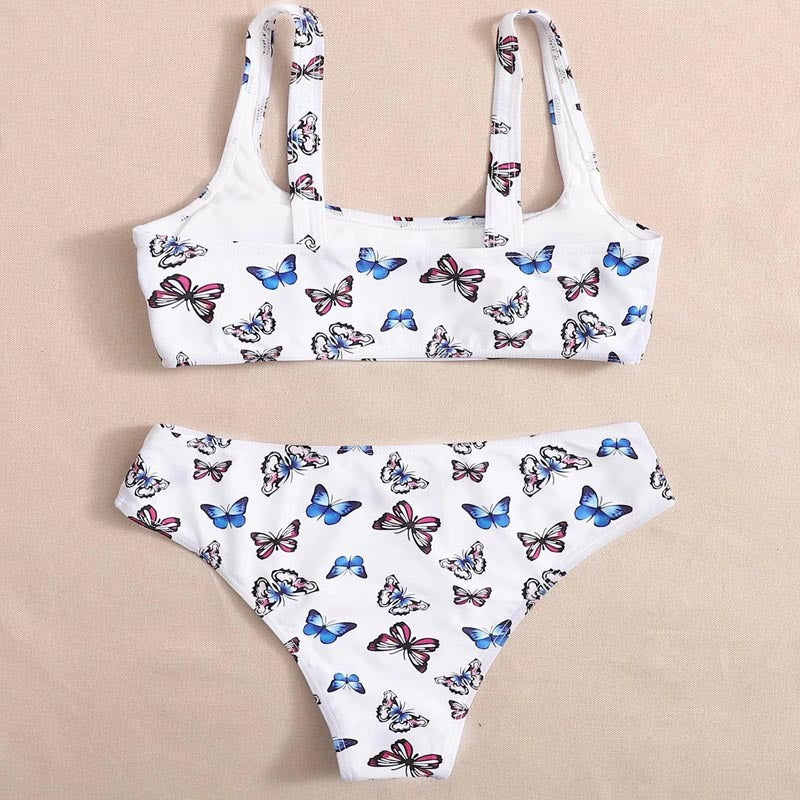 Damen Bikini-Set mit buntem Schmetterlingsmuster Drune
