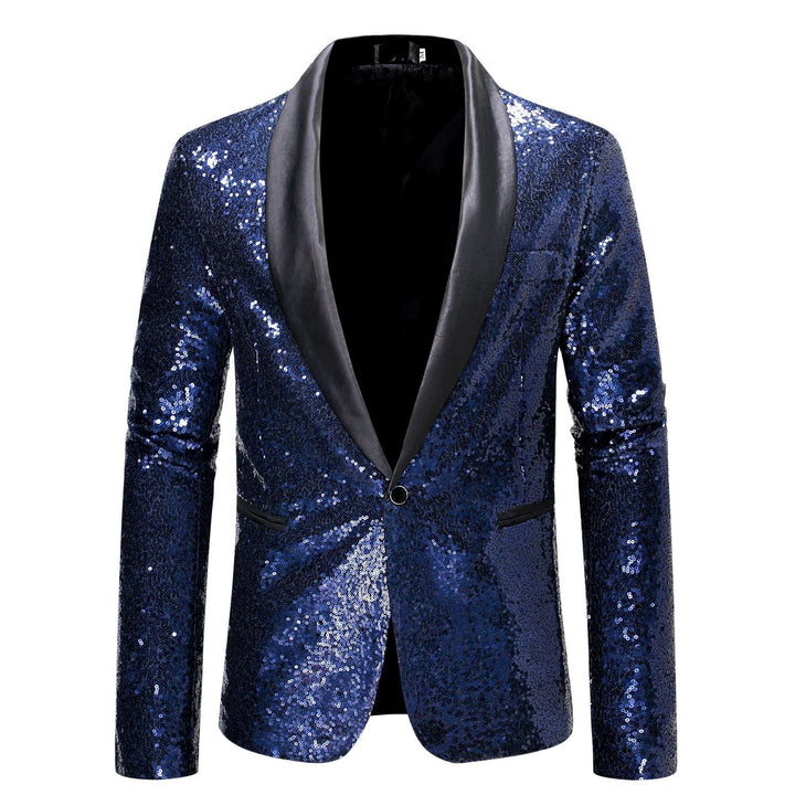 Drune Herren Pailletten-Blazer mit Schalkragen