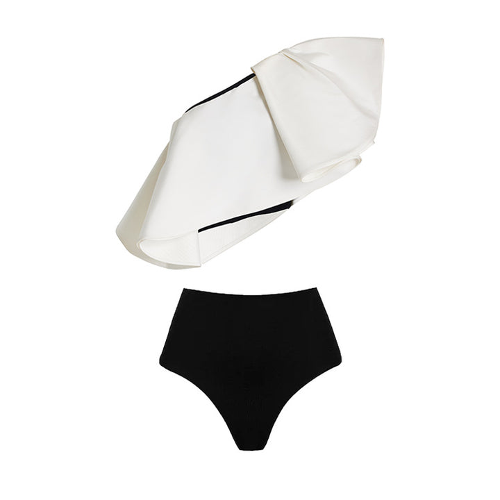Damen Badeanzug Set mit modischem Wickelrock und eleganter Rüschen-Top Drune
