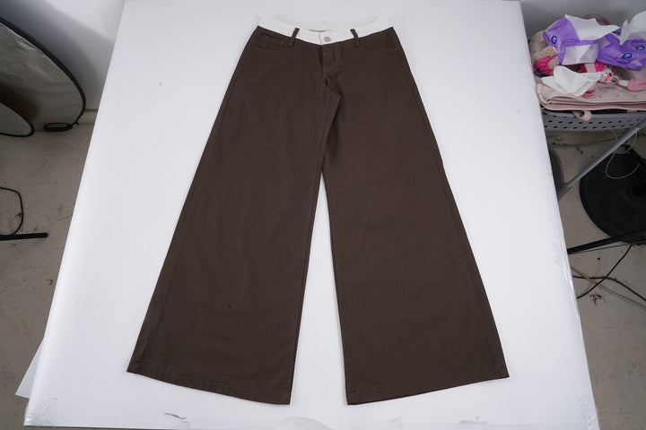 Damen nan Highwaist-Culottehose mit weitem Bein und kontrastierendem Bunddetail Drune
