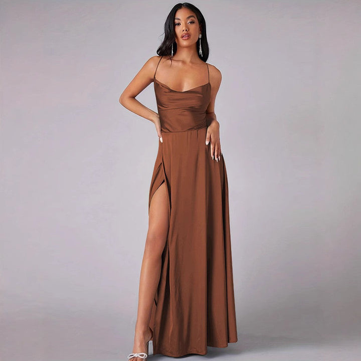 Damen Elegantes Abendkleid mit schulterfreiem Design und hohem Schlitz Drune