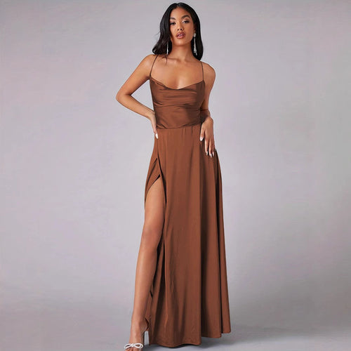 Damen Elegantes Abendkleid mit schulterfreiem Design und hohem Schlitz Drune