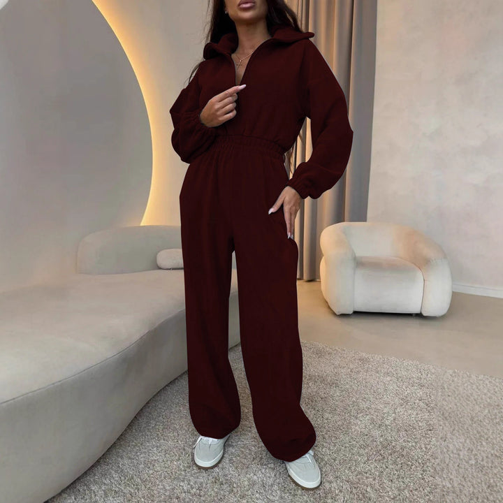 Damen Fleece-Jumpsuit mit Reißverschluss und elastischem Bund Drune