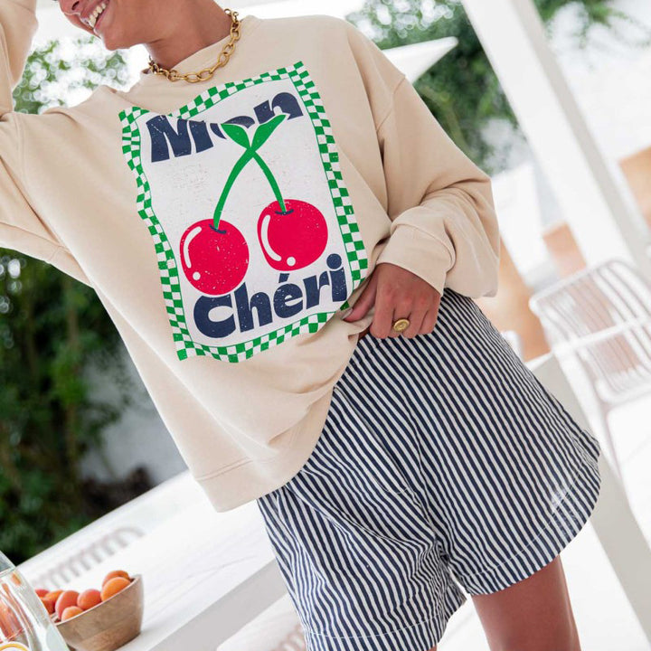 Damen Sweatshirt mit kreativem Obstmotiv und lässigem Schnitt Drune