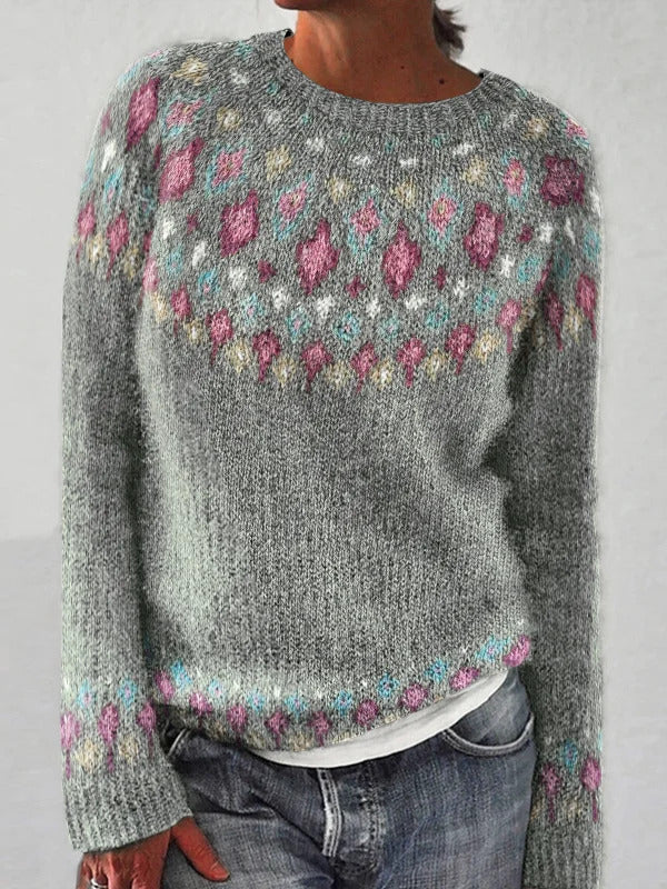 Damen Strickpullover mit lebhaftem Muster und komfortablem Schnitt Drune