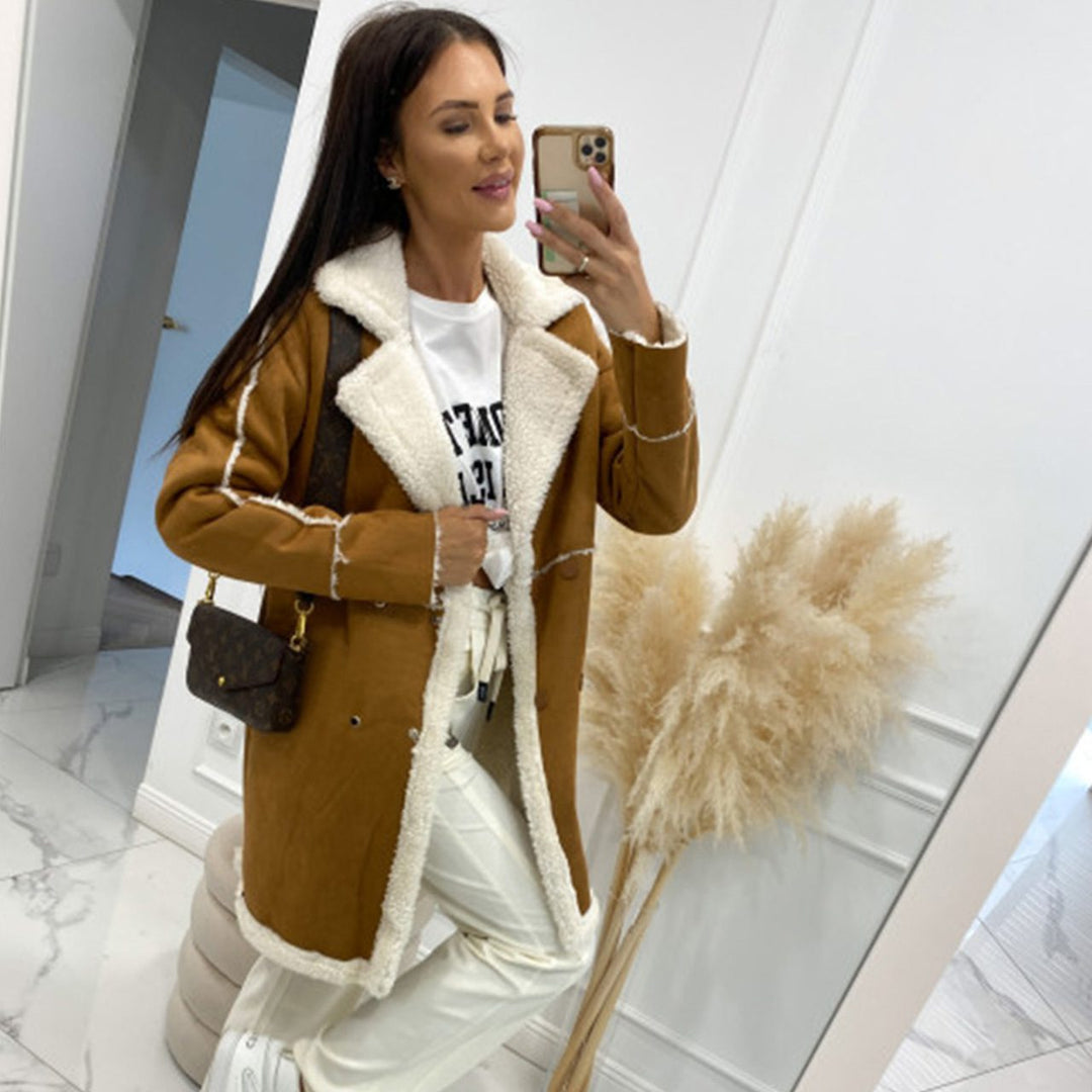 Drune | gefütterte PU-Lederjacke - Gemütliche Wärme - Kunstleder Drune | Besatz - Winterlich lässig schick