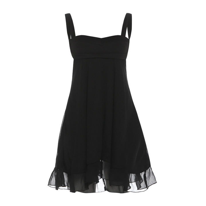 Damen Chiffonkleid mit fließendem Saum und herzförmigem Ausschnitt Drune