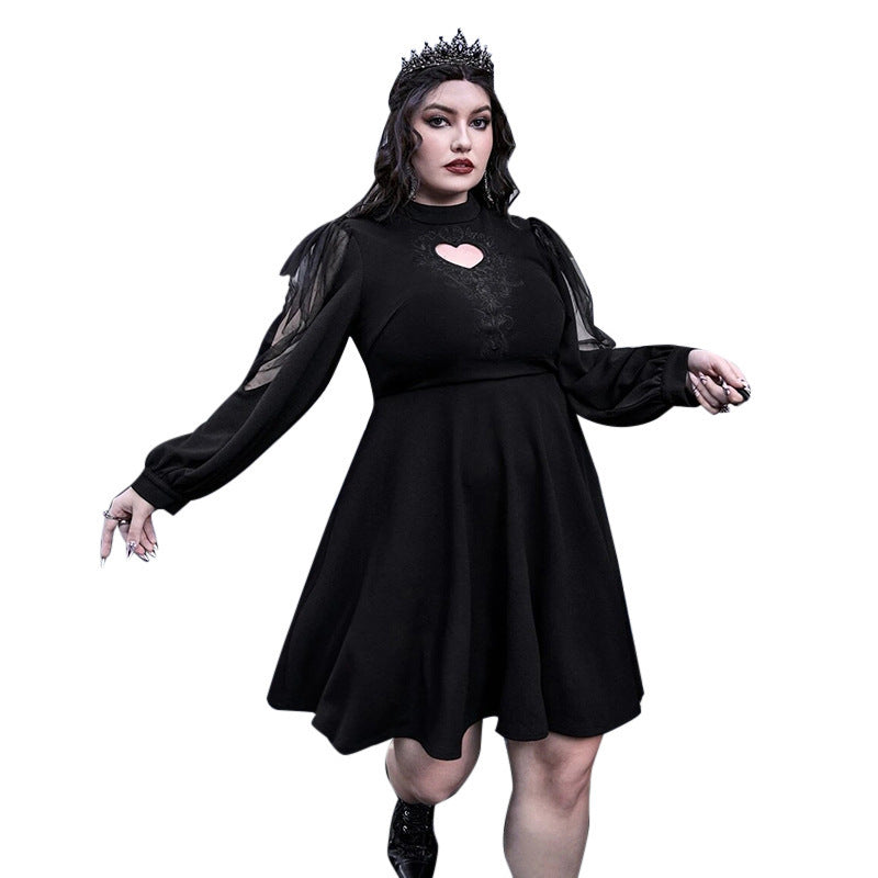 Damen verspieltes Kleid mit herzförmigem Ausschnitt und transparenten Puffärmeln Drune