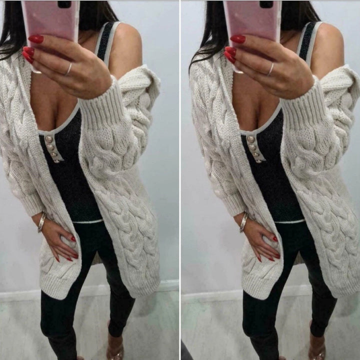 Damen Strickcardigan mit Kapuze und strukturiertem Muster Drune