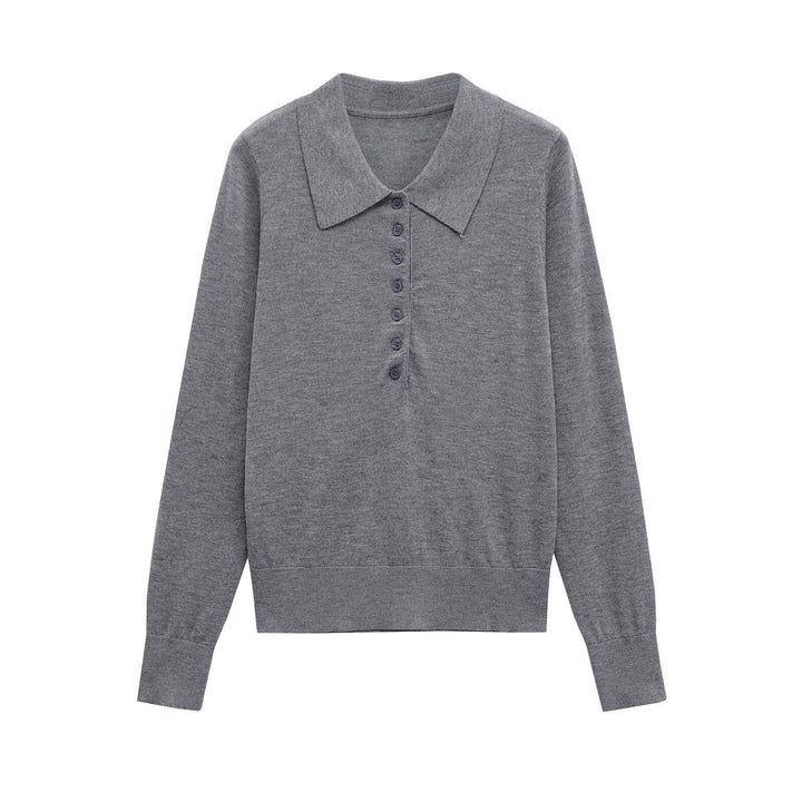 Damen Langarm-Polo mit Knopfleiste und klassischem Kragen Drune