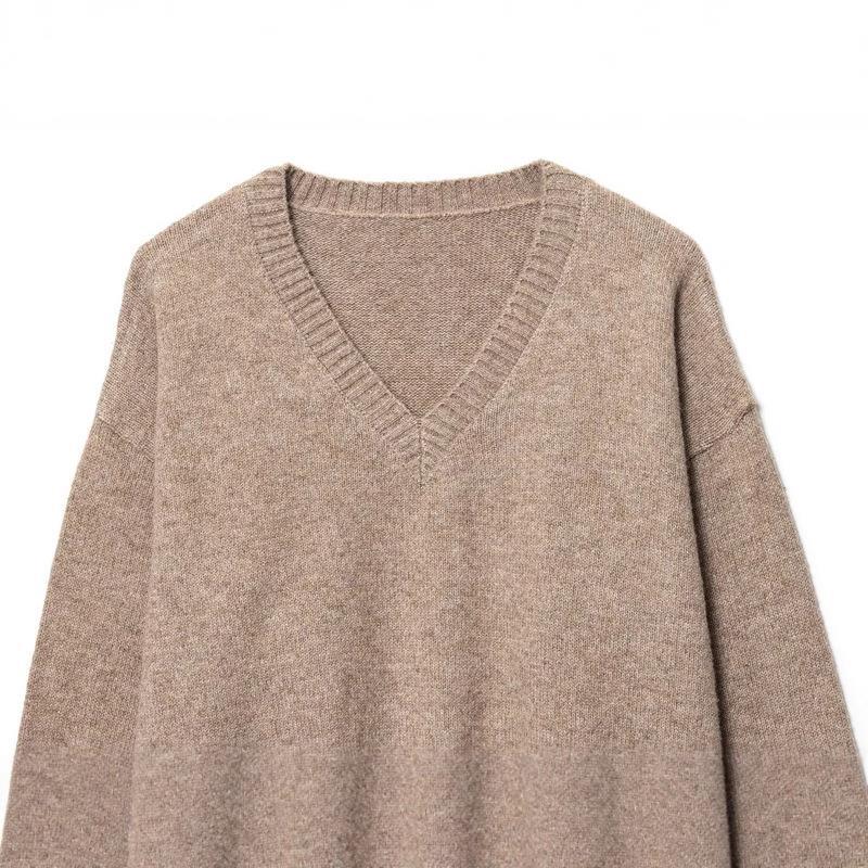 Damen V-Ausschnitt Strickpullover Drune
