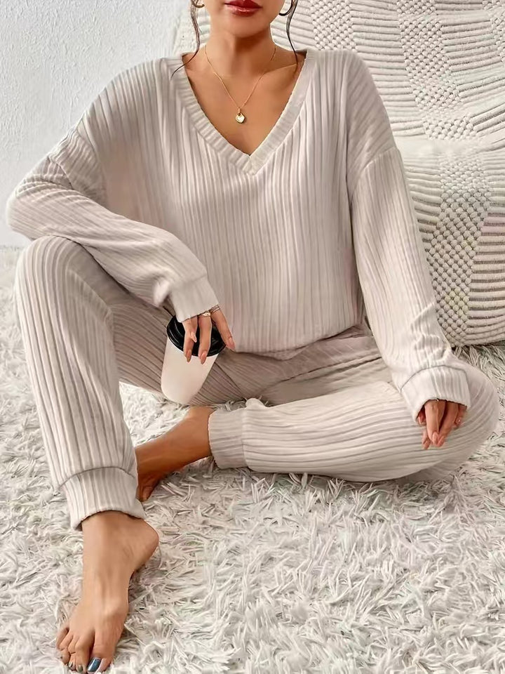 Damen Loungewear Set aus Rippstrick Drune