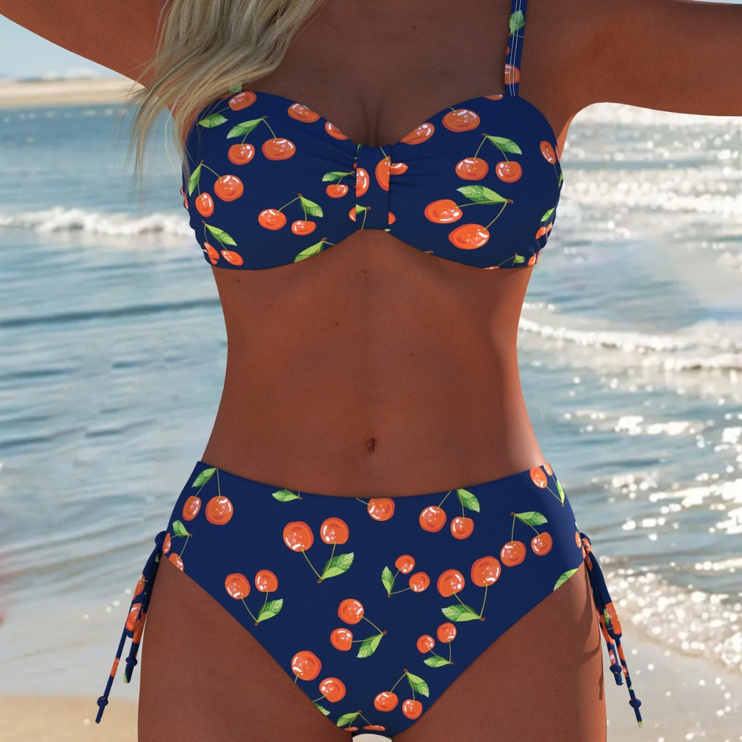 Damen Bikini-Set mit verspieltem Kirschmuster und bequemem Schnitt Drune