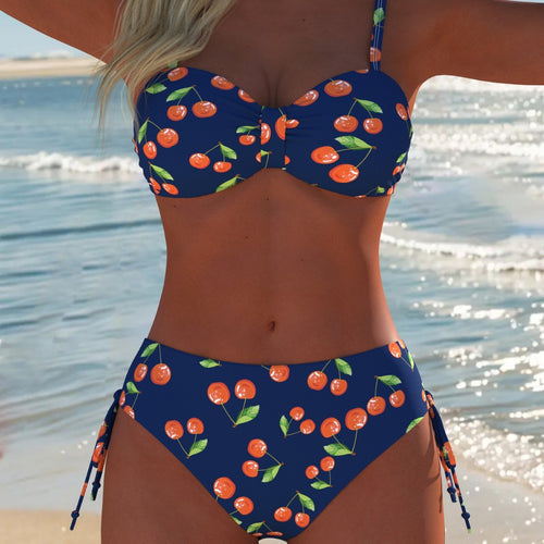 Damen Bikini-Set mit verspieltem Kirschmuster und bequemem Schnitt Drune