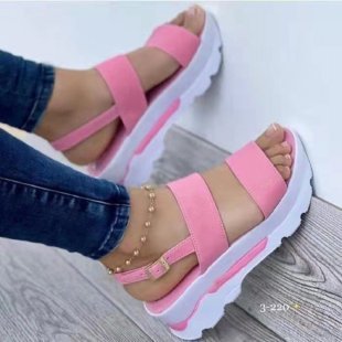 Damen Plateau-Sandalen mit elastischem Riemen und rutschfester Sohle Drune