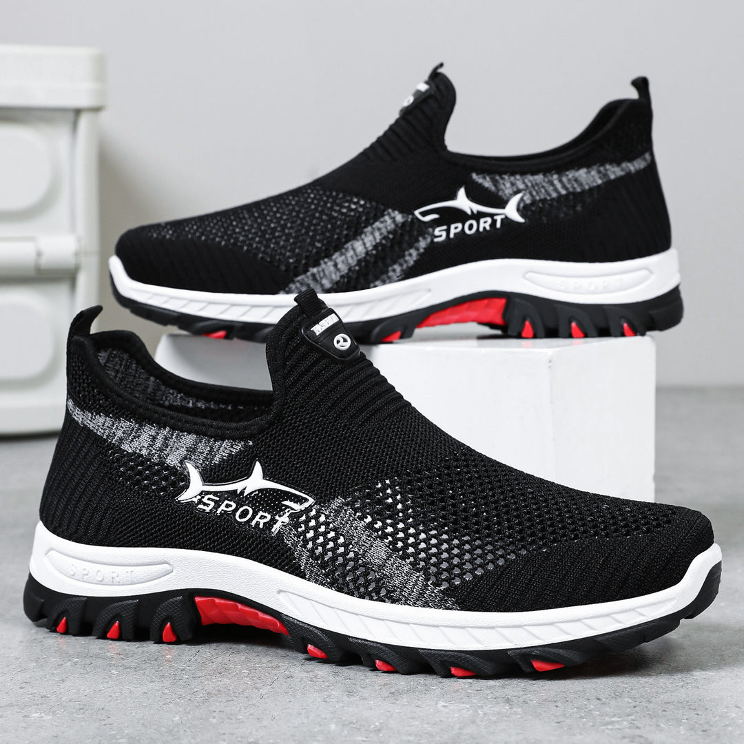 Unisex nan atmungsaktive Strick-Slip-On Trekkingsneaker mit flexibler EVA-Zwischensohle und griffiger Outdoor-Profilsohle Drune