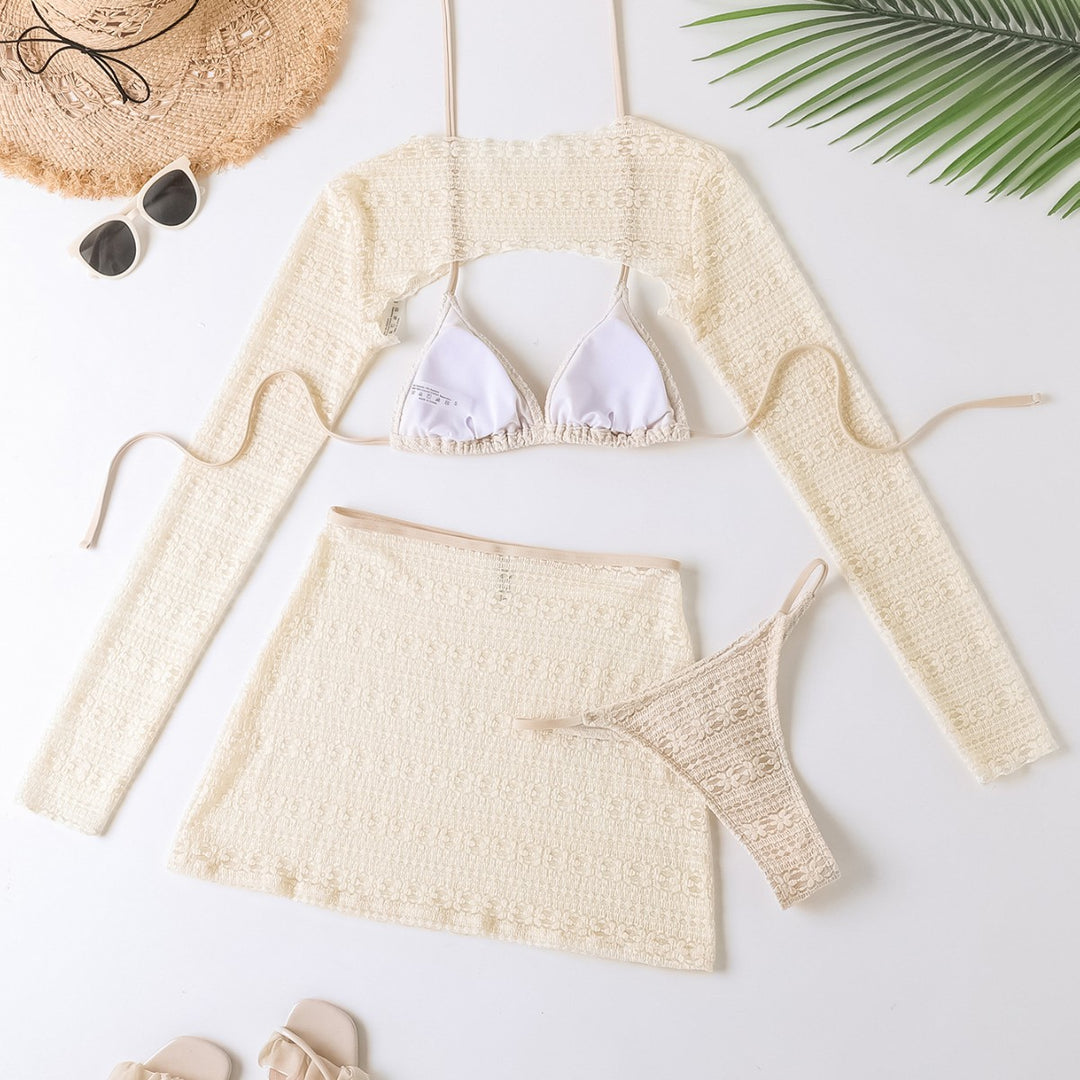 Damen Bikini-Set mit transparentem Cover-Up und figurbetonendem Design Drune