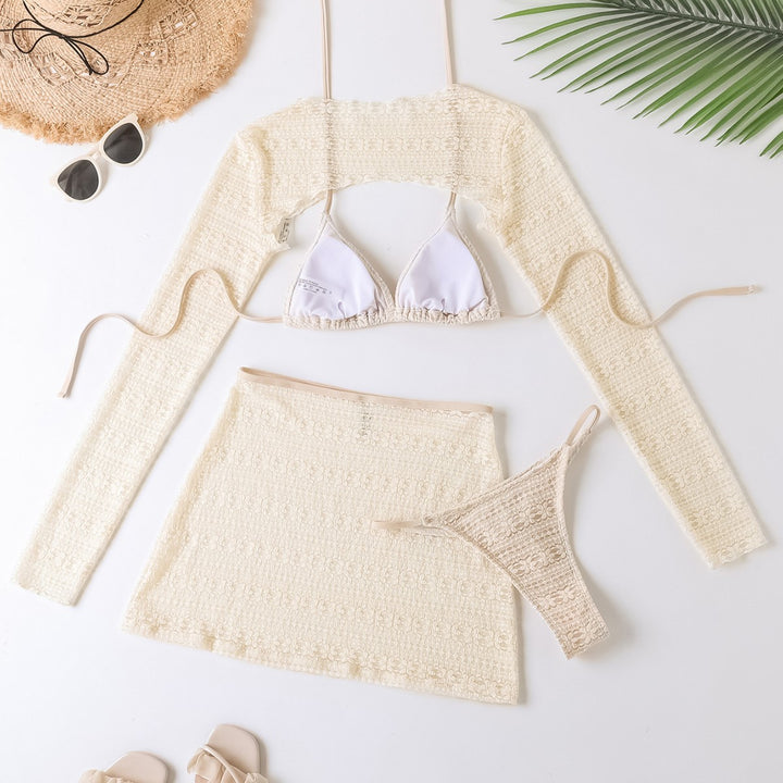 Damen Bikini-Set mit transparentem Cover-Up und figurbetonendem Design Drune