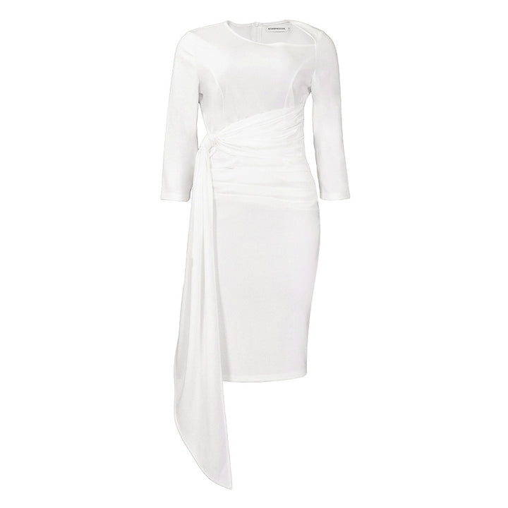 Damen Etuikleid mit eleganter Drapierung und asymmetrischem Saum Drune