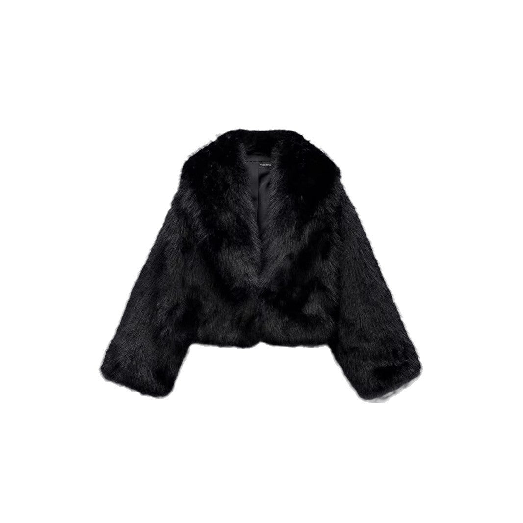 Damen Modische Kurzjacke aus Kunstfell Drune
