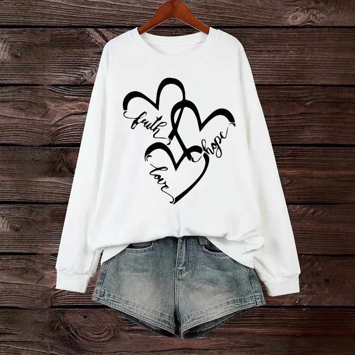 Damen Sweatshirt mit romantischem Herzmotiv und inspirierendem Aufdruck Drune