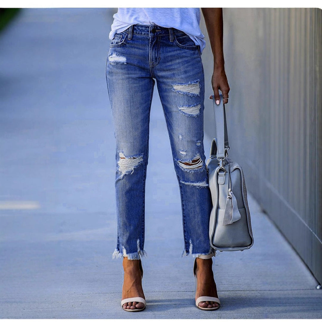 Damen Ripped Jeans im modernen Vintage-Look mit fransigen Säumen Drune
