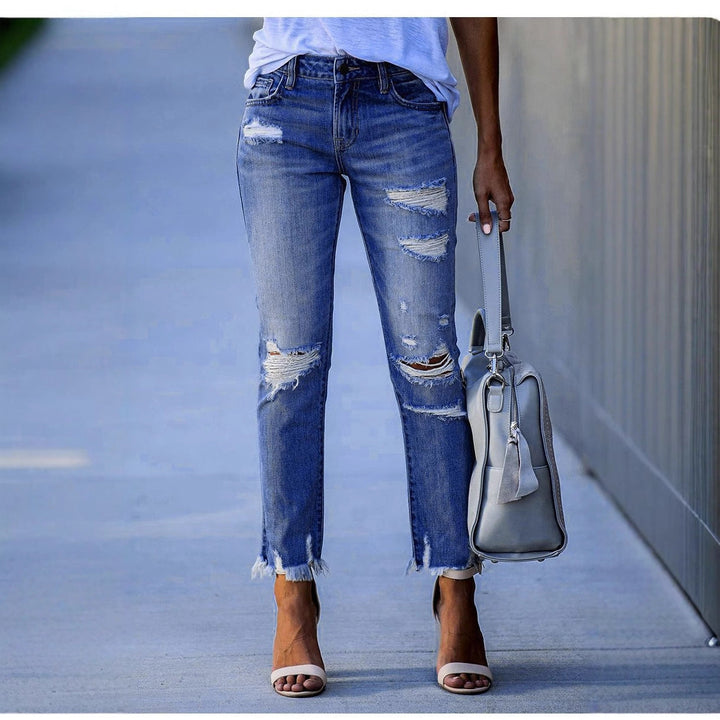 Damen Ripped Jeans im modernen Vintage-Look mit fransigen Säumen Drune