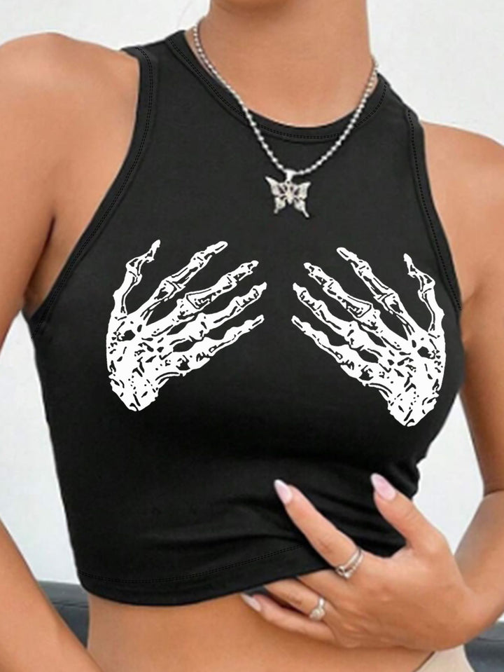 Damen Crop-Top mit auffälligem Schriftzug und körpernahem Schnitt Drune