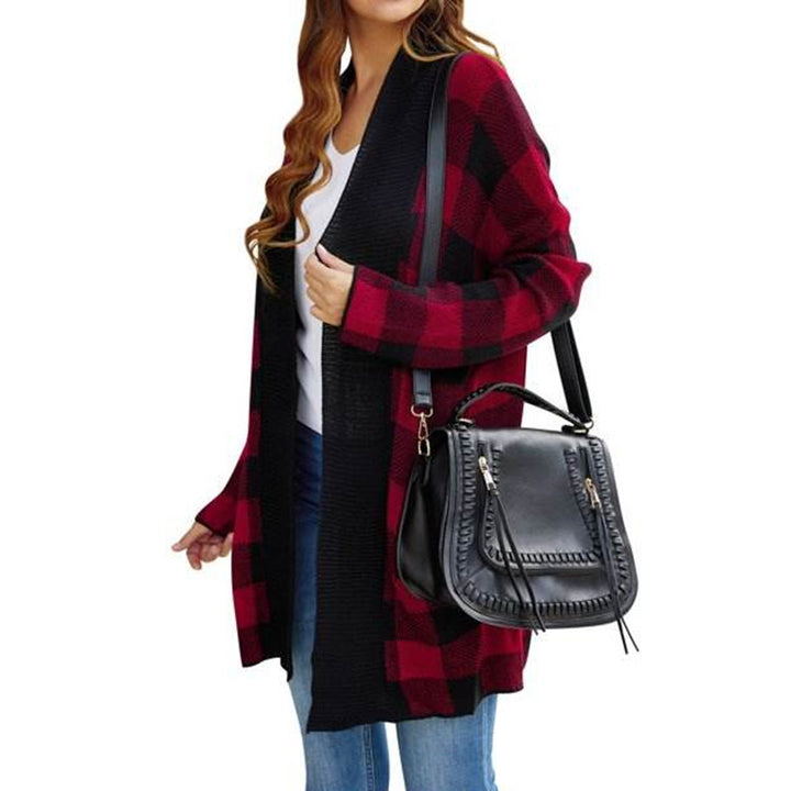 Damen Strickjacke mit kariertem Muster und lässigem Schnitt Drune