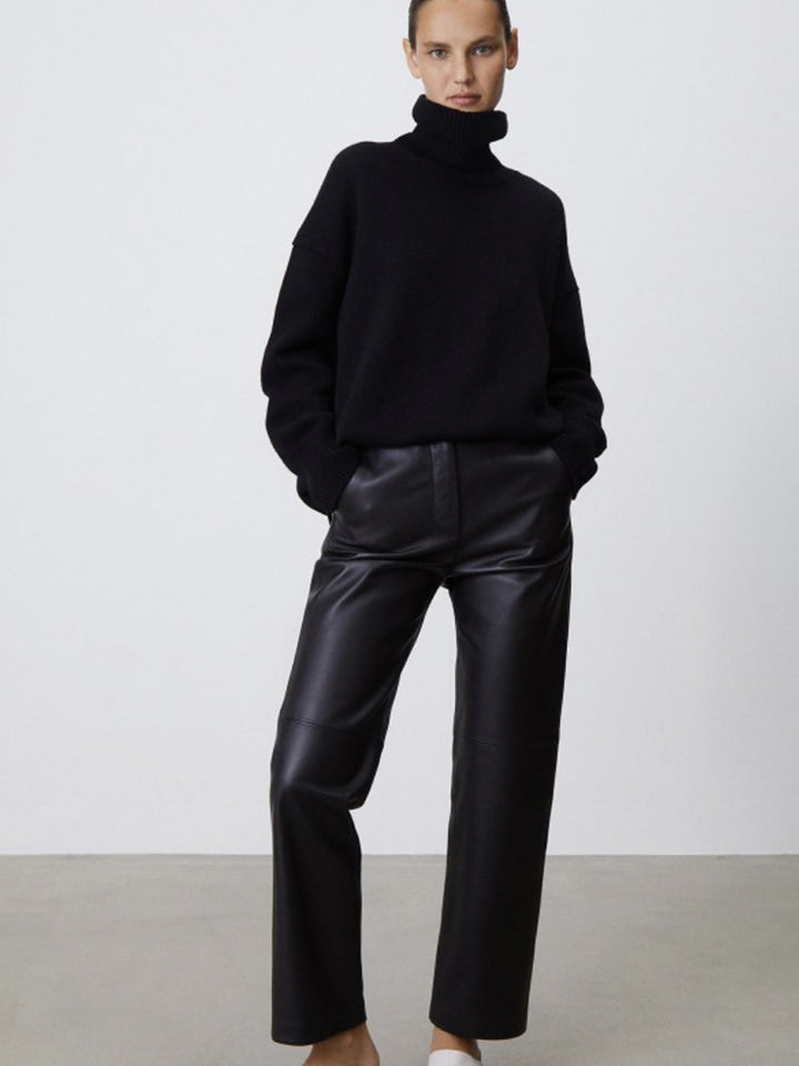 Damen Lässiger Rollkragenpullover aus hochwertigem Strick Drune